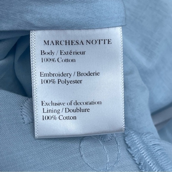 MARCHESA Notte Dress Floral Cotton embroidered maxi Blue - Dust Color Sz 6 - Picture 16 of 17